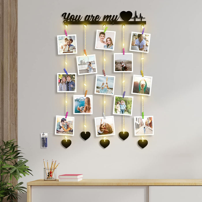 Art Street MDF Plaque Wooden Clips with LED Lights - Black - Size - 18.5 x 32 Inch