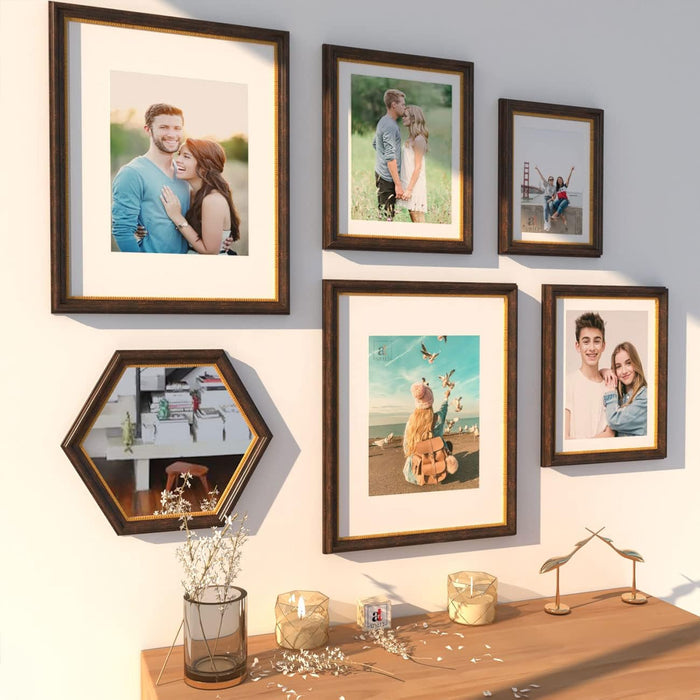 Art Street Set of 6 Wall Photo frames for Home Décor 3D-Timeline (11x14, 6x8, 8x10, 10 Inchs, )