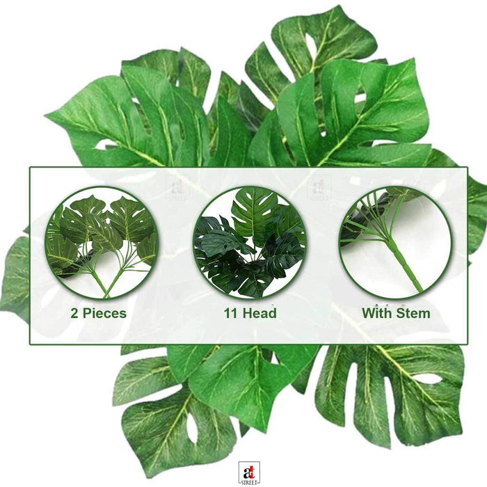 Green Color Multi Head Artificial Tropical Palm Leaves