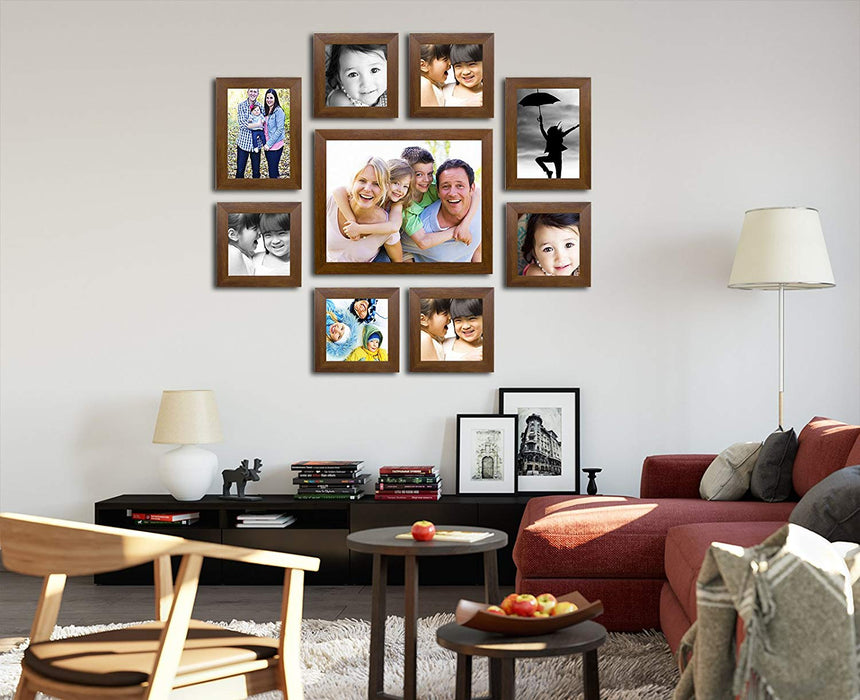 Onmium Individual Set of 9 Wall Photo Frames ( Sizes 5x5, 5x7, 8x10 inches )