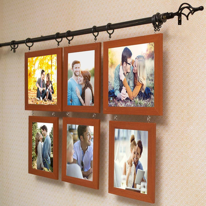 Art Street Set of 6 Home Décor Claasy & Trendy Hanging Collage Chandelier Wooden Photo Frame - Brown