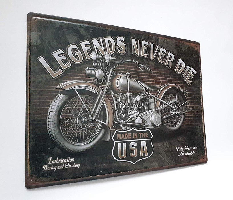 Legends Never DIE Motorcycle USA Poster Metal Plaques Tin Sign