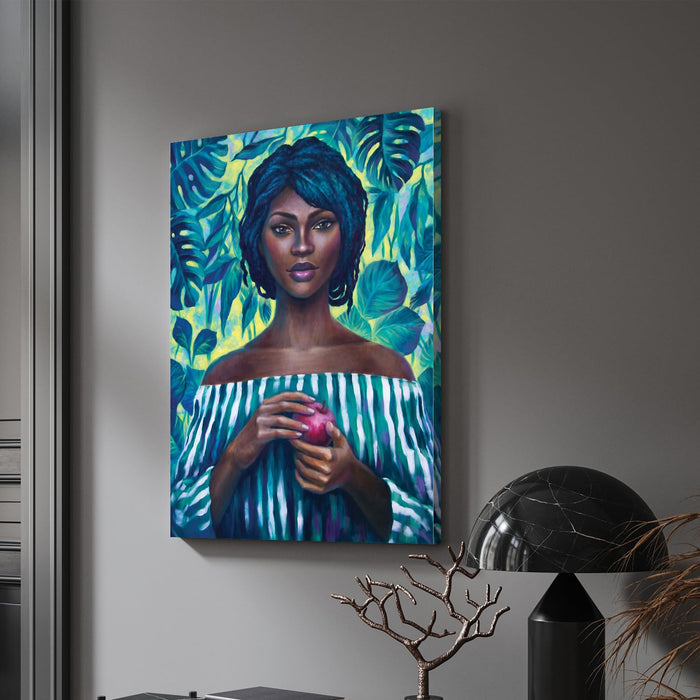 Art Street Stretched On Frame Canvas Painting African Lady Art For Wall Décor (Size: 16x22 Inch)