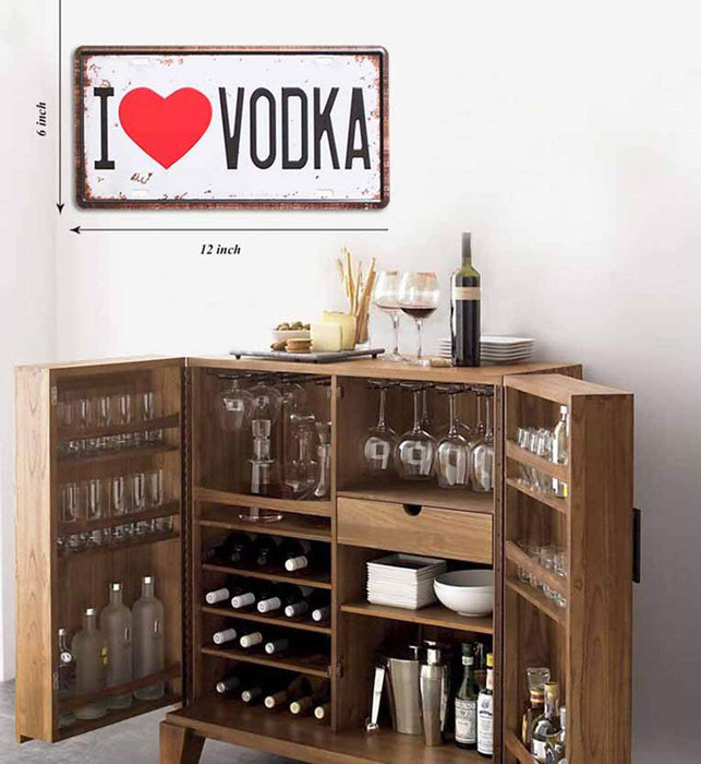 I Love Vodka Sign Tin Plate Sign
