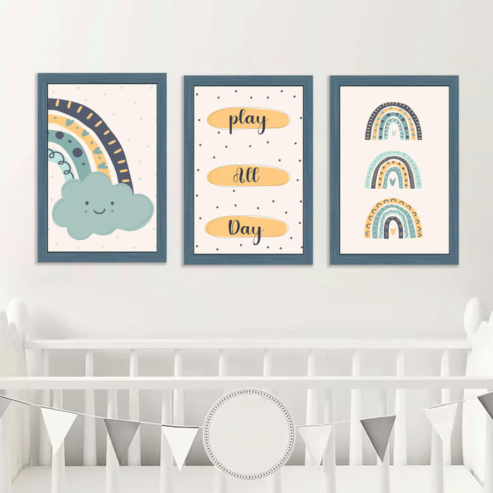 Art Street Play All Day Walls Art Prints for Kids Room Decoration (Set of 3, 8.9x12.8 Inch, A4)