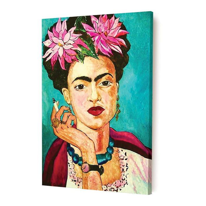 Art Street Stretched On Frame Canvas Painting Frida Kahlo Art For Wall Décor (Size: 16x22 Inch)