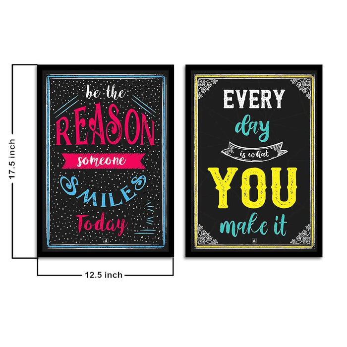 Motivational Art Prints Be the Reason of Someone Smile Today Wall Art for Home, Wall Decor & Living Room Decoration (Set of 2, 17.5" x 12.5" )