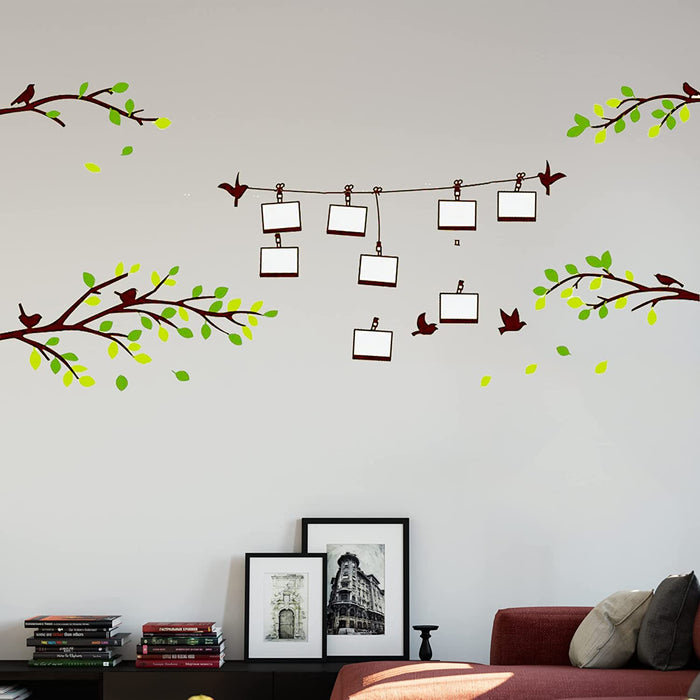 Art Street Nature Theme Beautiful Wall Decals for Home Decor Frames Hanging on String and Birds Vinyl Stickers for Wall Decoration (Size - 40 x 80 Inch)