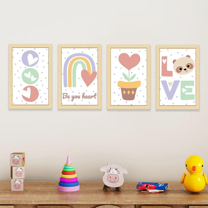 Art Street Be you heart love Walls Art Print for Kids Room Decoration (Set of 4, 8.9x12.8 Inch, A4)