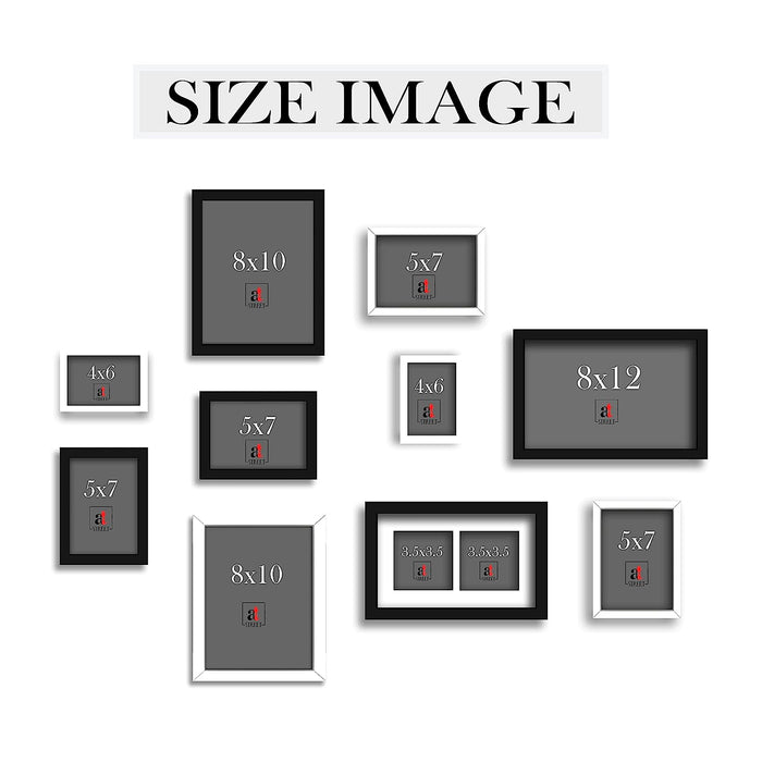 Art Street Collage Wall Photo Frames For Home Decoration - Set Of 10 (4x6-2 Pcs, 5x7-4 Pcs, 6x10-1 Pcs, 8x10-2 Pcs, 8x12-1 Pcs), Black & White