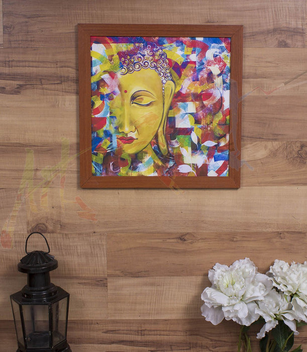 Art Street Buddha Blessings Canvas Painting (14 inch x 14 inch)