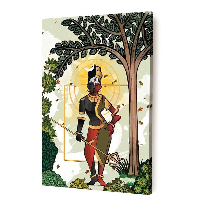 Art Street Stretched Canvas Painting AdiShakti Shiva and Parvati Under Tree Wall Art Print Home & Wall Décor (Size: 16x22 Inch)