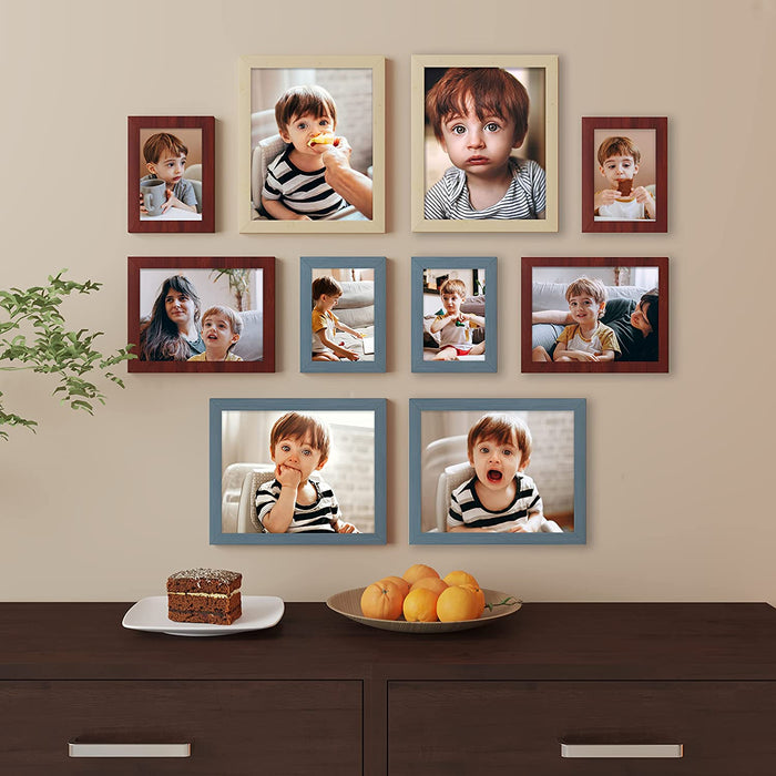 Country Side MDF Wall Photo Frames for Home Décor - Set of 10, Size: 4x6, 6x8, 8x10 Inch