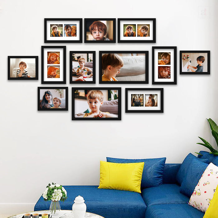 Art Street Collage Wall Photo Frame For Home Decoration - Set Of 12 (6X8-5 Pcs, 6x10-5 Pcs, 8x12-2 Pcs), Black