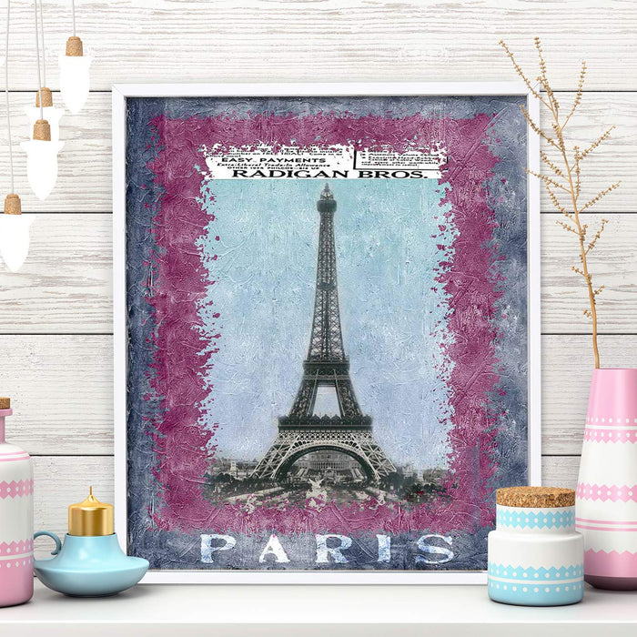 Eiffel Tower Theme 1 Framed Canvas