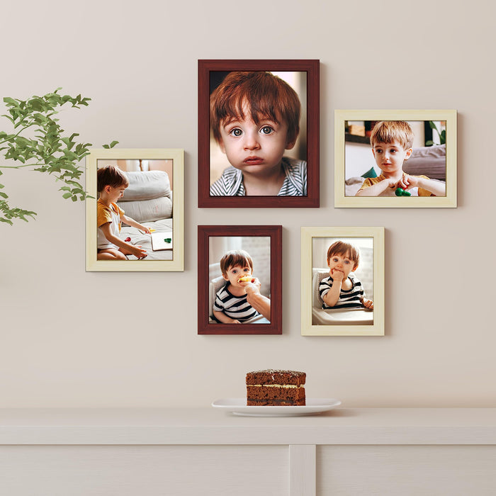 Art Street Pivot Individual Framed Wall Photo Frames For Home Décor - Set Of 5 (Size: 4x6, 5x7, 6x8 Inch)