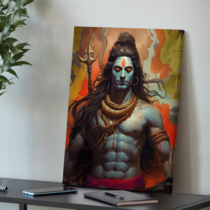 Art Street Stretched Canvas Painting Meditation of Adiyogi Lord Shiva Art Print for Home & Wall Décor (Size: 16x22 Inch)