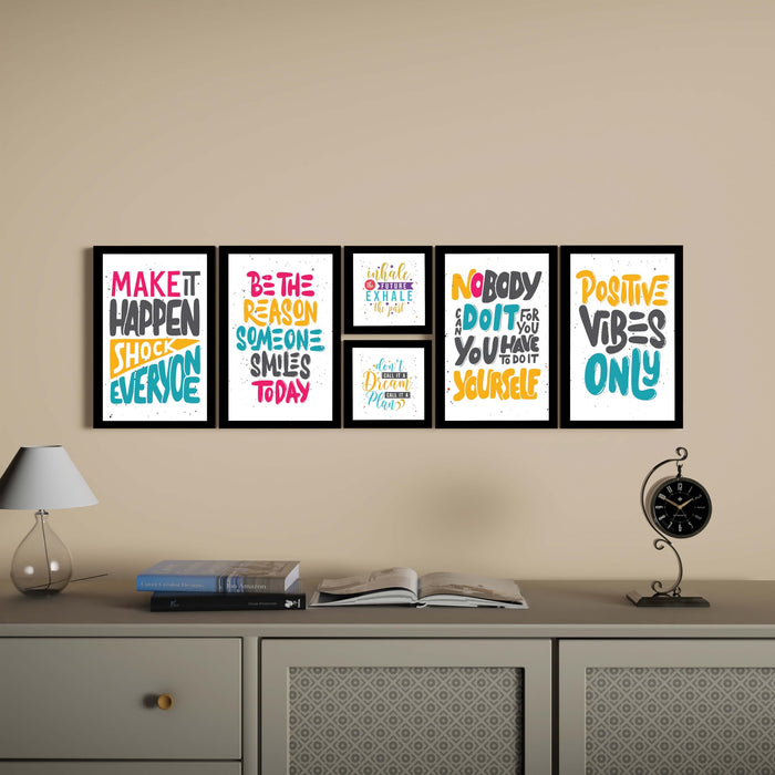 Art Street Motivational Quotes Make It Happen Shock Everyone Art Prints (Set Of 6, 5x5, (A4) 8x12 Inch)