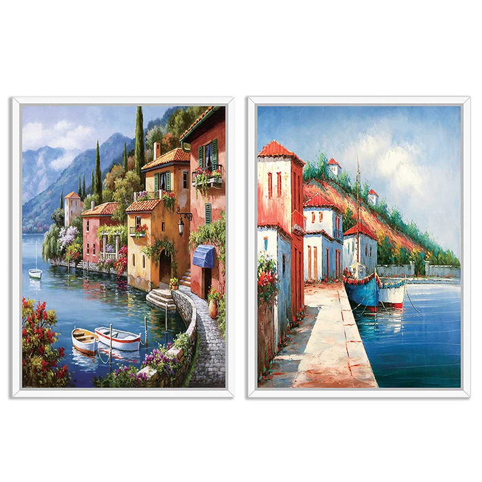 ‎Art Street Set of 2 Landscape Theme Canvas Painting with Wooden Frame (Size - 23 x 17 Inch each,Total Dimensions: 23 x 35Inch, Color - Multi)