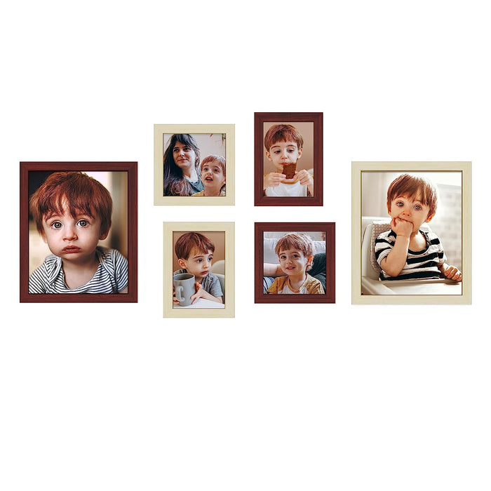 Art Street Inshore MDF Wall Photo Frames for Living Room - Set of 6, Size: 5x5, 4x6, 8x10 Inch