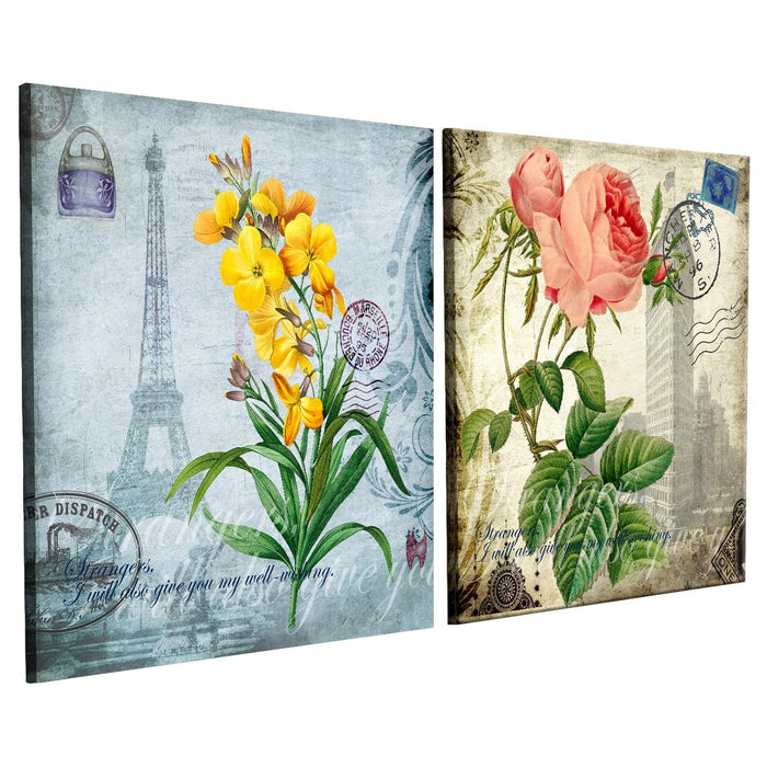 Art Street Decorative Lilly Yellow Floral Stretched Canvas Painting for Home Décor (Set of 2, 12 X 12 Inches)