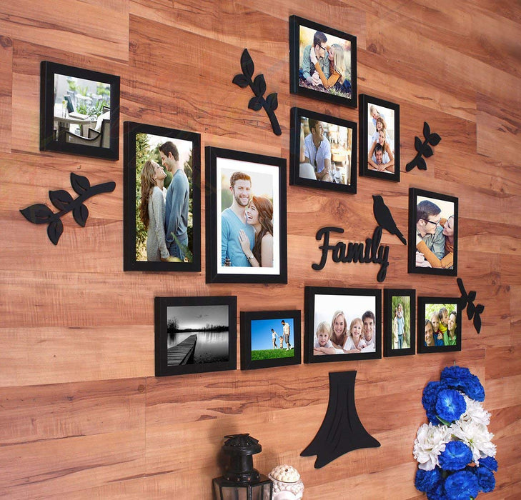 Set of 12 Family Tree Individual Wall Photo Frame With MDF Plaque