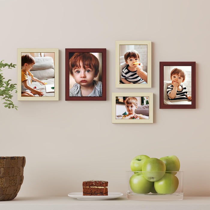 Art Street Nycleolus Individual Framed Wall Photo Frames For Home Décor - Set Of 5 (Size: 4x6, 5x7, 6x8 Inch)