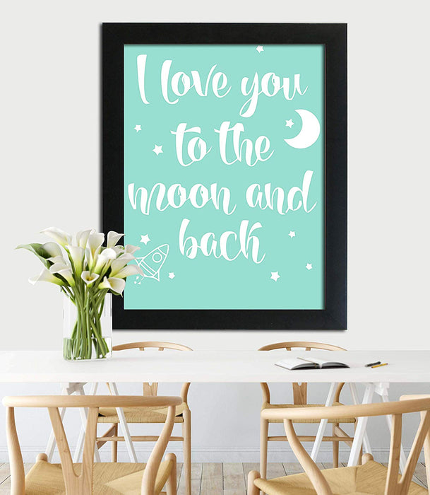 Motivational Quote Poster With Frame # I Love The Moon And Back
