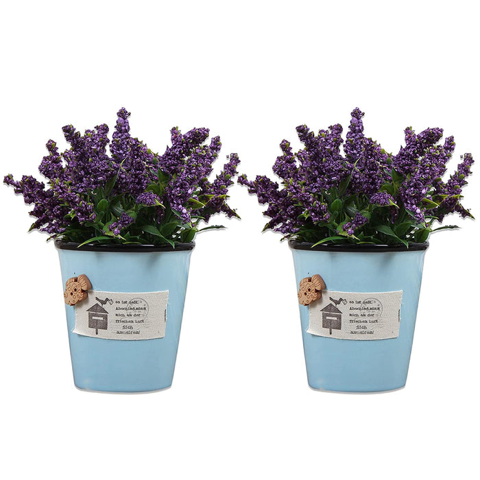 Ceramic Artificial Plant for Home & Office, Garden Decoration (Color - Purple, Size - 16 x 11 Cm )