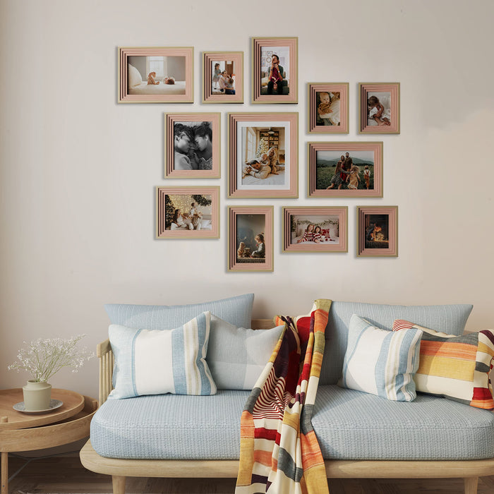 Idolatry Wall Photo Frame, Home-office, Wall Decor - Set of 12 (Pink,11x14,8x12,5x7,6x10,8x10 Inch)