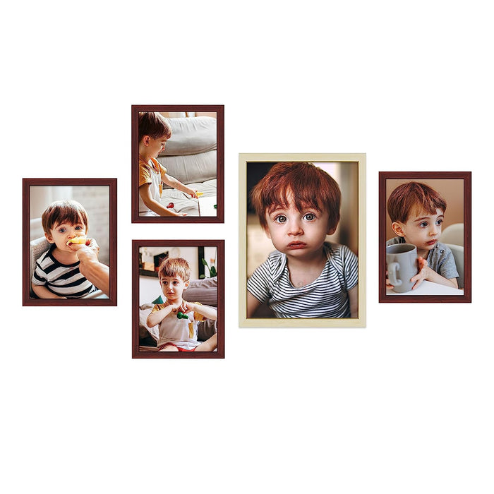 Art Street Country Side Individual Framed Wall Photo Frames For Home Décor - Set Of 5 (Size: 4 Pcs of A4, A3)