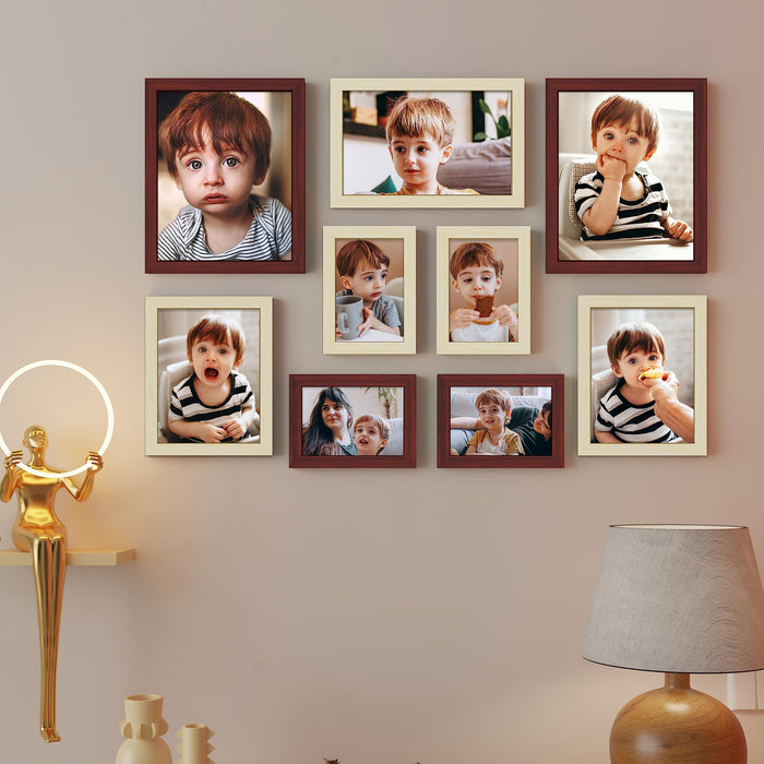 Art Street Locus Individual Framed Wall Photo Frames For Home Décor - Set Of 5 (Size: 5x7, 6x8, 8x8, 8x10 Inch)