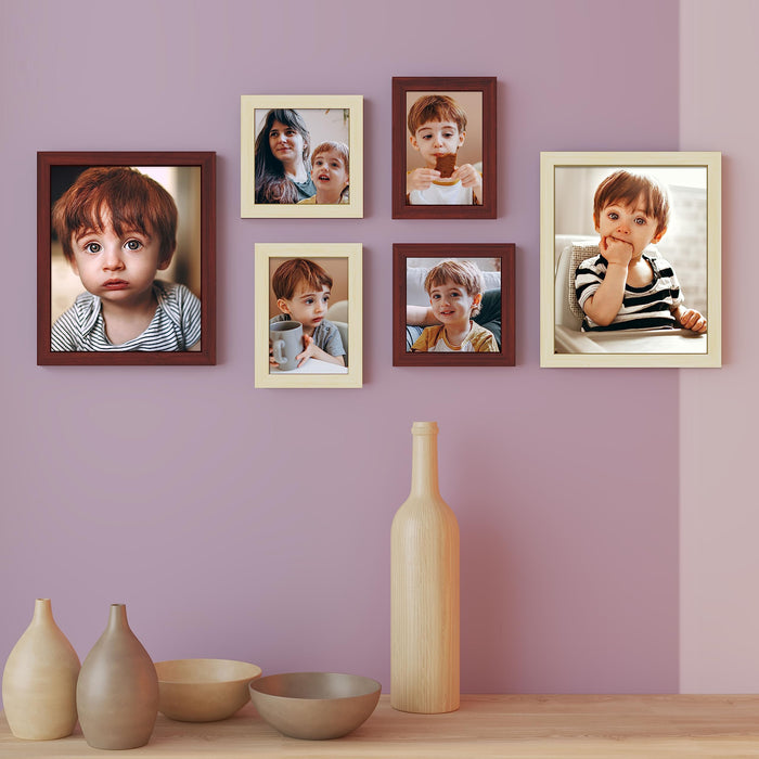 Art Street Inshore MDF Wall Photo Frames for Living Room - Set of 6, Size: 5x5, 4x6, 8x10 Inch