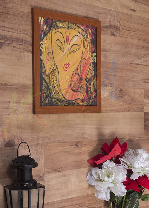 Art Street Ganesha Canvas Painting (14 inch x 14 inch)