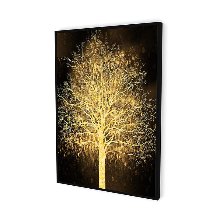 Art Street Wall Art Print tree of sparklers Decorative Luxury Paintings with Frame for Home Decoration (Gold, 22 X 34 Inches)