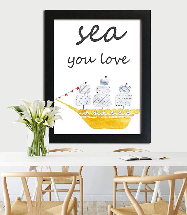 Holiday Theme Motivational Quote Poster With Frame # Sea You Love