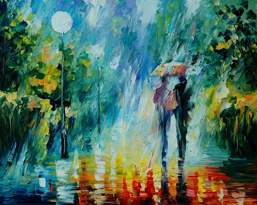 Art Street Summer Rain Art Print,Landscape Canvas Painting