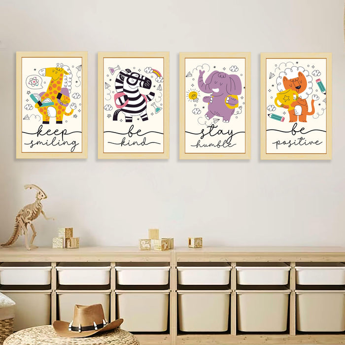 Art Street Keep Smiling Be Kind, Art Print for Home & Kids Room (Set of 4, 8.9x12.8 Inch, A4)