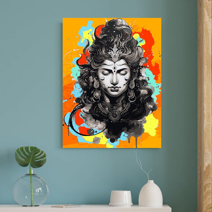 Art Street Stretched Canvas Painting Devine of Mata Parvati Pop Wall Art Print for Home & Wall Décor (Size: 16x22 Inch)