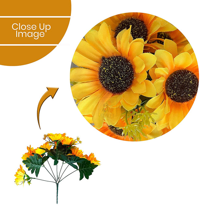 Sunflower Artificial Flowers Bunches with Long Stem, Plastic Flower Sticks for Indoor Home.