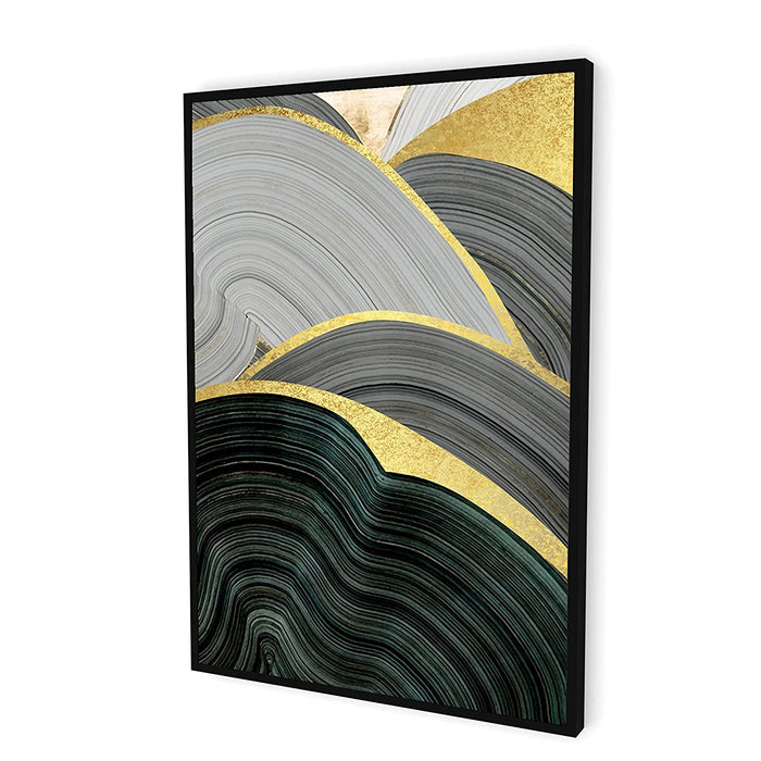 Art Street Canvas Painting Modern Golden veins Abstract Decorative Luxury Paintings with Frame for Home and Office Décor (Black, 22 X 34 Inches)