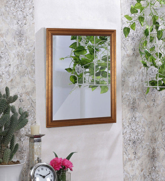 Gold Rectangle Synthetic Modern Warnish Wall Mirror Inner Size 12X18 inch, Outer Size 15X21 Inch