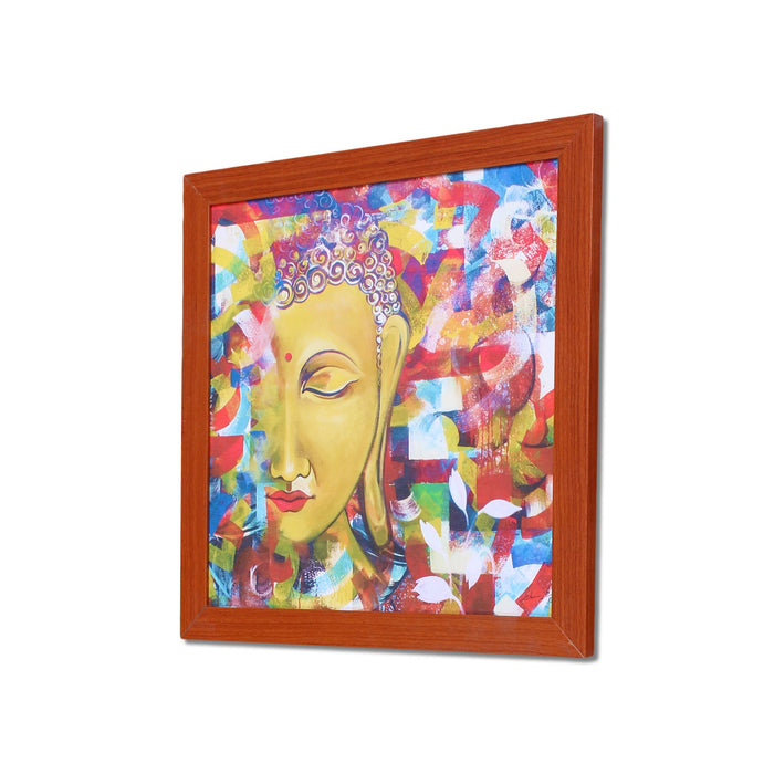 Art Street Buddha Blessings Canvas Painting (14 inch x 14 inch)