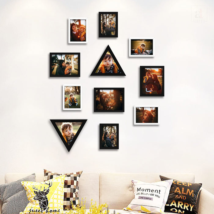 Art Street Collage Wall Photo Frame For Home Decoration - Set Of 11 (5x7-6 Pcs, 6X8-1 Pcs, 7x7-2 Pcs, 8x10-2 Pcs), Black & White