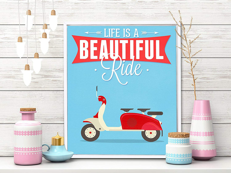 Life is a Beautiful Ride - Motivational Framed Canvas.