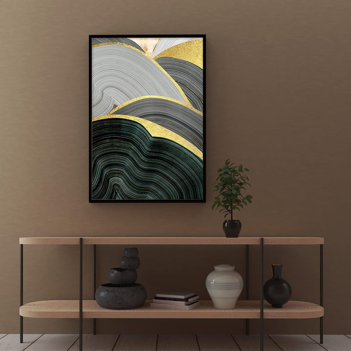 Art Street Canvas Painting Modern Golden veins Abstract Decorative Luxury Paintings with Frame for Home and Office Décor (Black, 22 X 34 Inches)