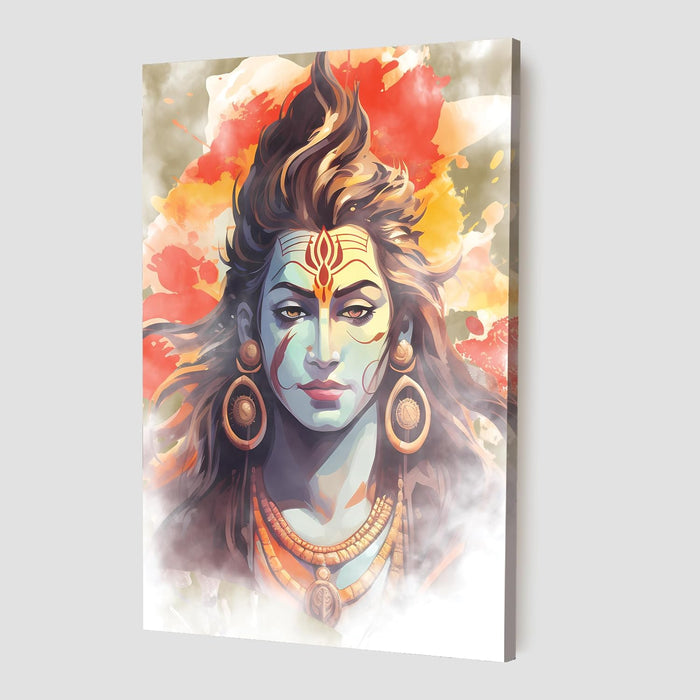 Art Street Stretched Canvas Painting Lord Shiva Pop Art Religious Abstract Wall Art Print for Home & Wall Décor (Size: 16x22 Inch)