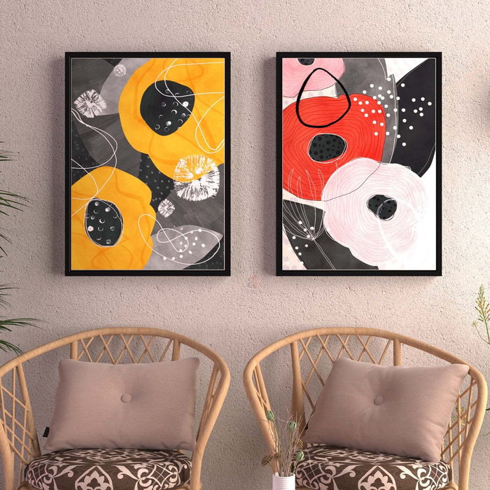 Art Street Vintage Abstract Canvas Painting Wall Art for Room Decoration (Set of 2, 17 x 23 Inches)