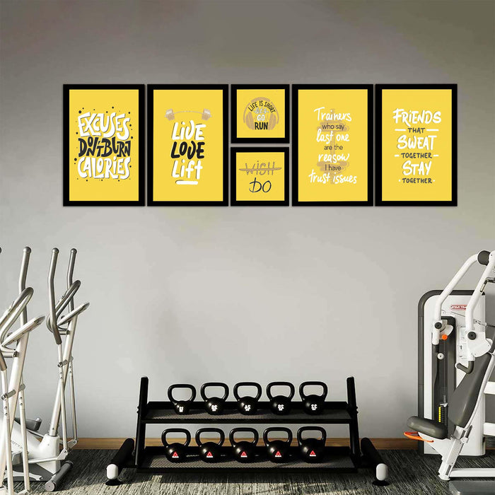 Art Street Gym Motivational Quotes Art Prints ( Set Of 6, 5x5, (A4) 8x12 Inch)