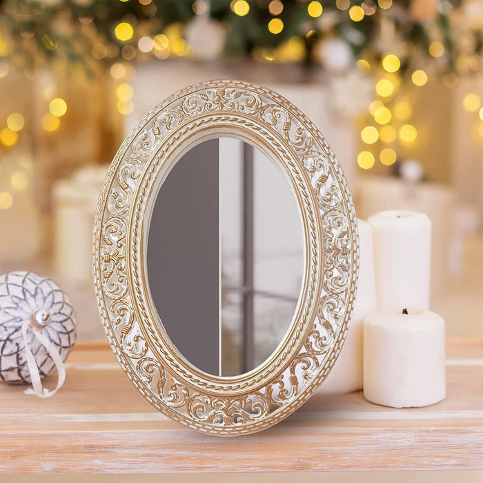 Art Street Decorative Mirror Oval Shape Gold Framed Table Top Mirror for Makeup (Size x Inchs) Golden Frame